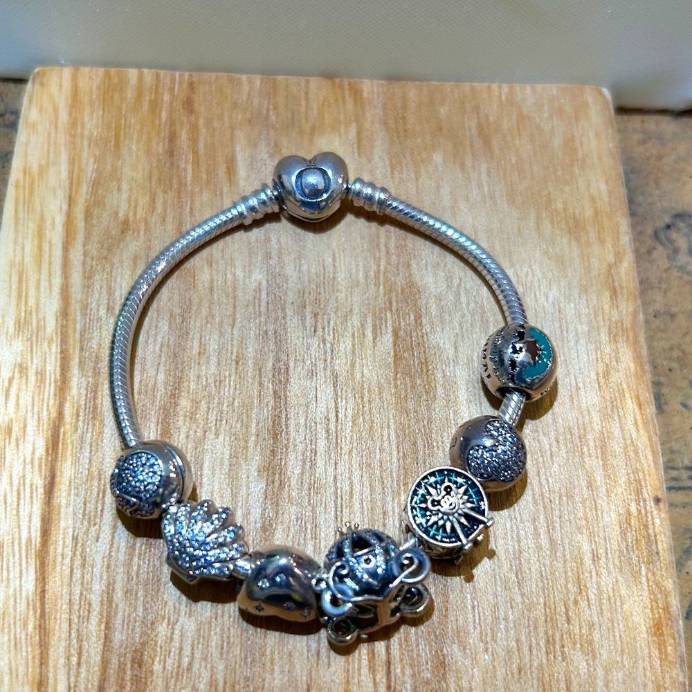 Pandora Bracelet with 7 Disney Charms